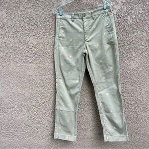 J Crew Pants with Gold Polka Dots Women's Size 27 Straight Leg Chino‎ Trousers